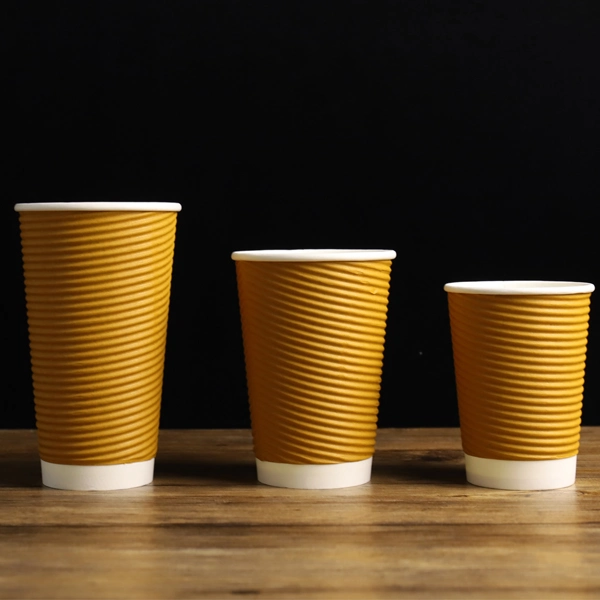 Biodegradable Disposable Insulated Ripple Double Wall Heat Resistant Paper Cup for Coffee