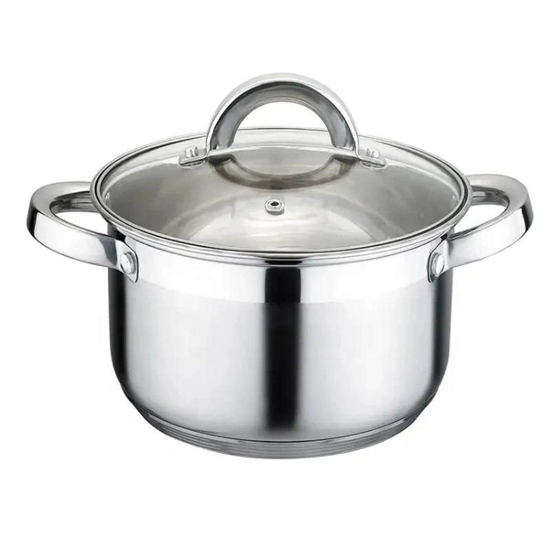 Factory OEM Cookware Set Pot Kitchen Stainless Steel Casserole Cooking Pot with Glass Lid