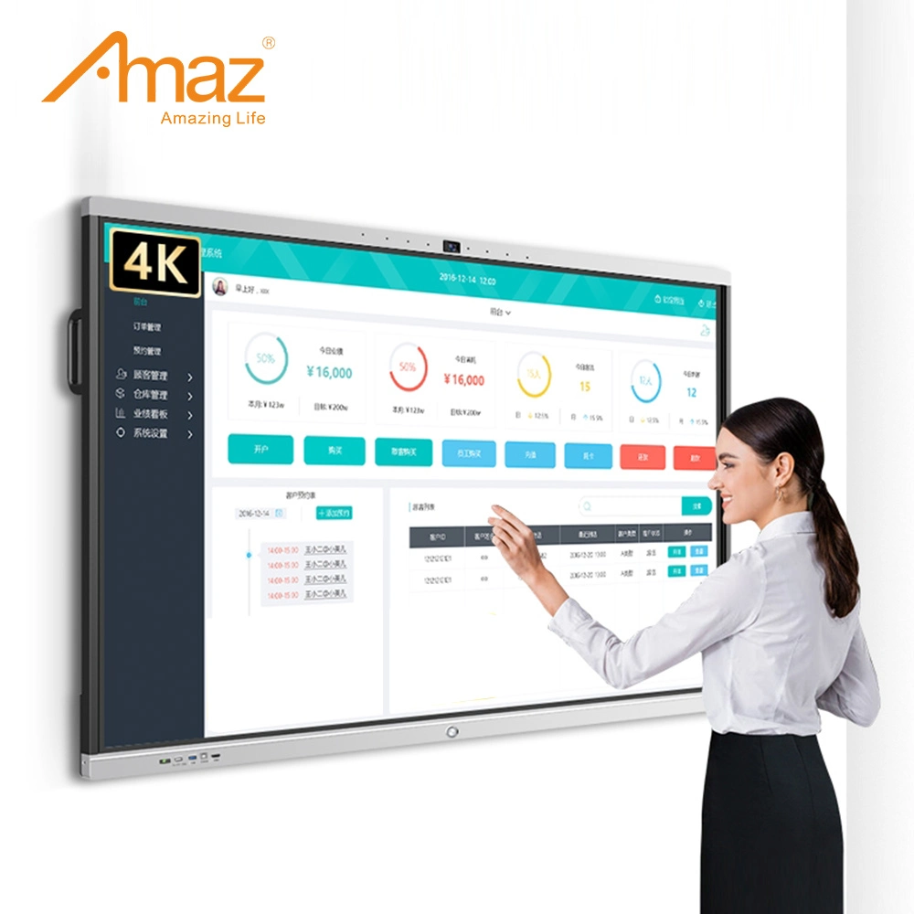 Amaz 65/75/86/100 Inch 4K Screen Display Digital Flat Panel Interactive Whiteboard Smart Board for School Classroom Teaching