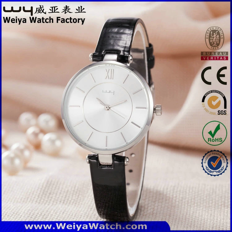 Fashion Casual Leather Strap Quartz Ladies Custom Service Watch (Wy-061D)