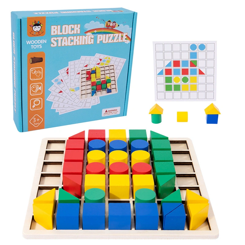 Wooden Insertion Building Blocks Puzzle Children's Early Education Educational Toys