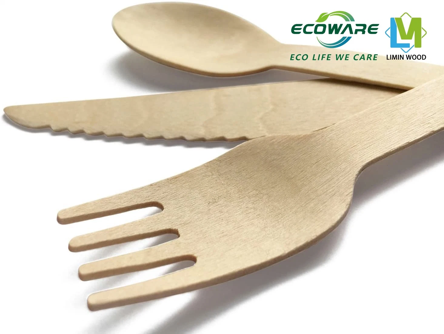 Custom Logo Wood Disposable Cutlery Set for Restaurant Pizza Shop Snacks Food