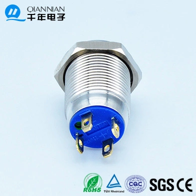 12mm High Head Ring LED 220V Low Voltage Metal Push Button Switch