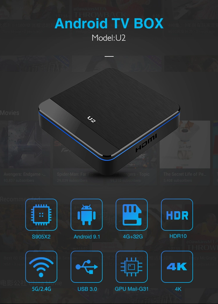 2020 Venta caliente inteligente de alta calidad TV Box 905X3