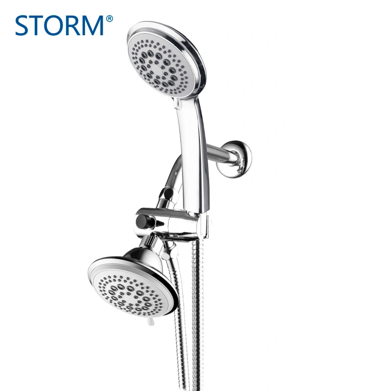 5 Functions Bathroom Accessories American Style Shower Combo Shower Set with Fixed Two Ways Adapter, Drill Free Wall Bracket, Hose