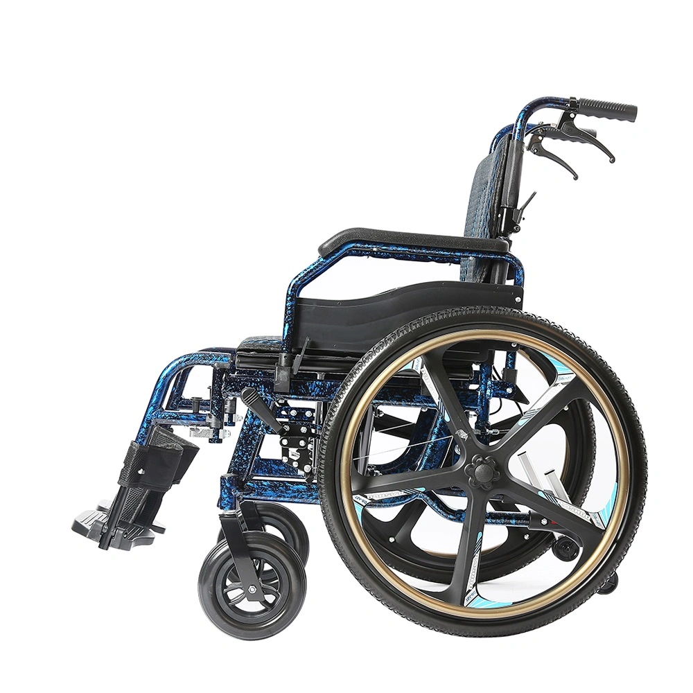 Ksm-201 Extra Wide Manual Wheelchair 52cm Seat Economical Travel Wheelchair with Quick Release Tires