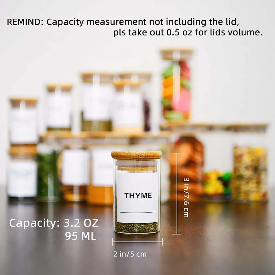 Banheira de vender cozinha jarra de vidro de borosilicato armazenamento conjunto de garrafas recipientes de especiarias com tampa de bambu