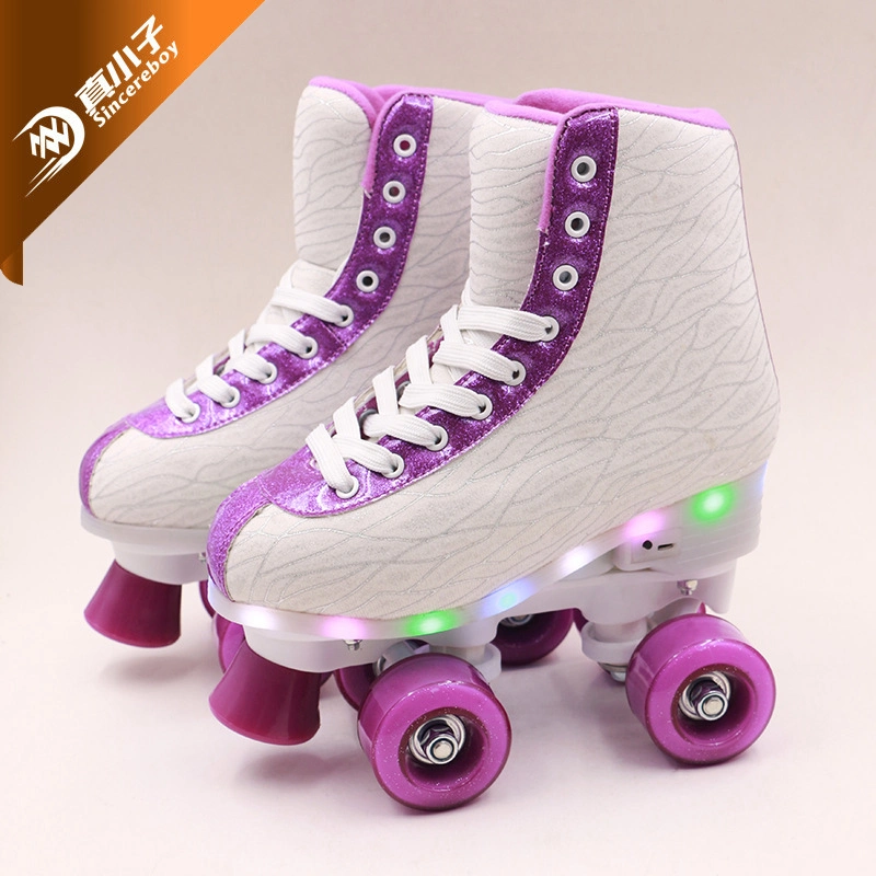 Wholesale/Supplier Sports Shoes Fitness Entertainment Double Row Roller Flash Skates Shoes for Girls