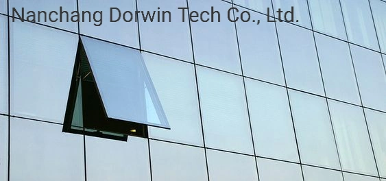 Curved Glass Curtain Wall Building Mirror Finish One Way Reflective Glazing Facade with Aluminum Structure