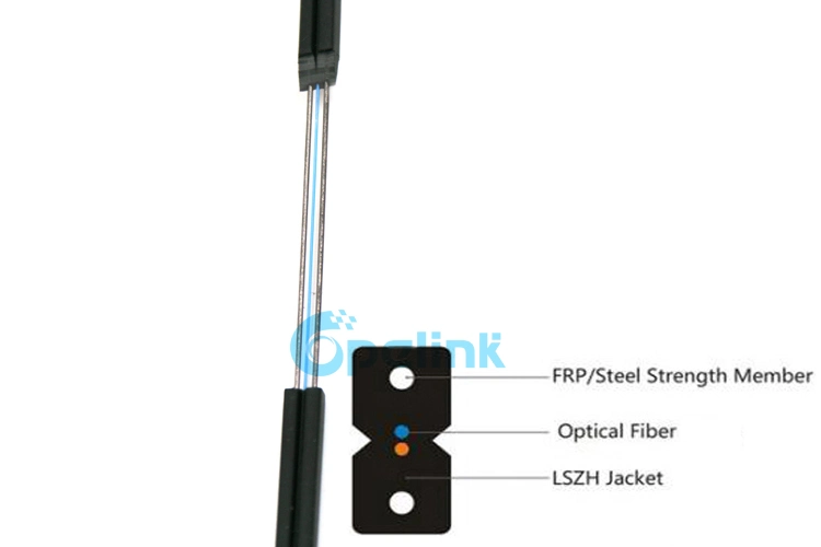 FTTH Drop Cable 2 Fiber, Sm, PVC/LSZH, Anatel Certified, Strenthen Member Steel with Messenger