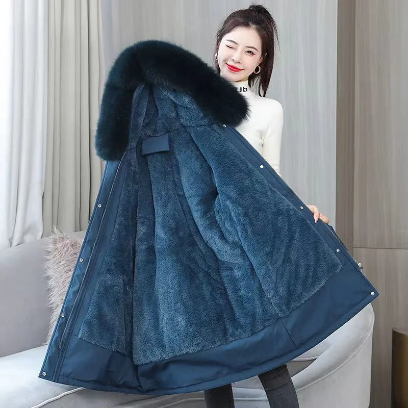 Torta de mulheres supera o Inverno Novo Plush Plus-Size MIDI de espessura da camisa de algodão