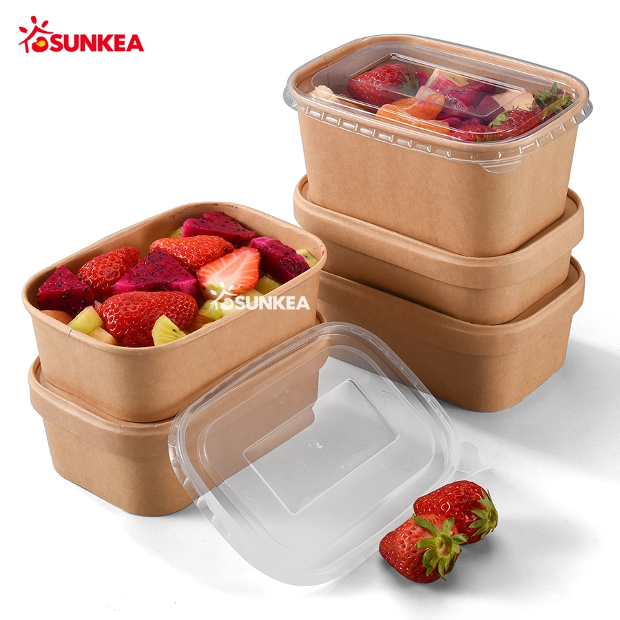 Factory Sale Disposable Take Away Customized Printing Bowl Food Grade Rectangle Salad Bowl