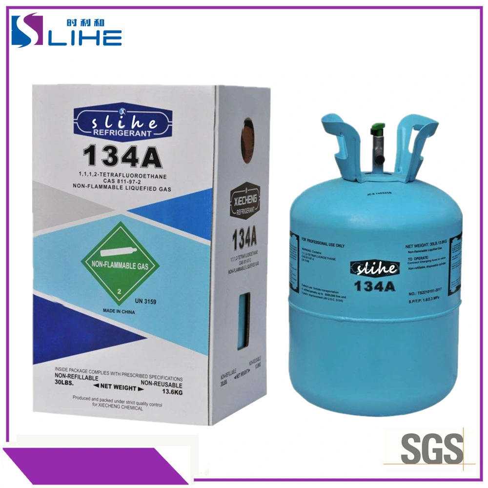 99.9% Purity 13.6kg Tank R134A Auto Refrigerant Gas