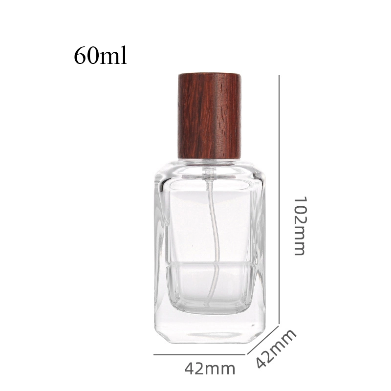 Flacon de parfum en verre de 35/65ml avec couvercle en plastique rouge de type bois vide Vaporisateurs jetables Fine Mist Atomizer, contenant cosmétique pour les voyages