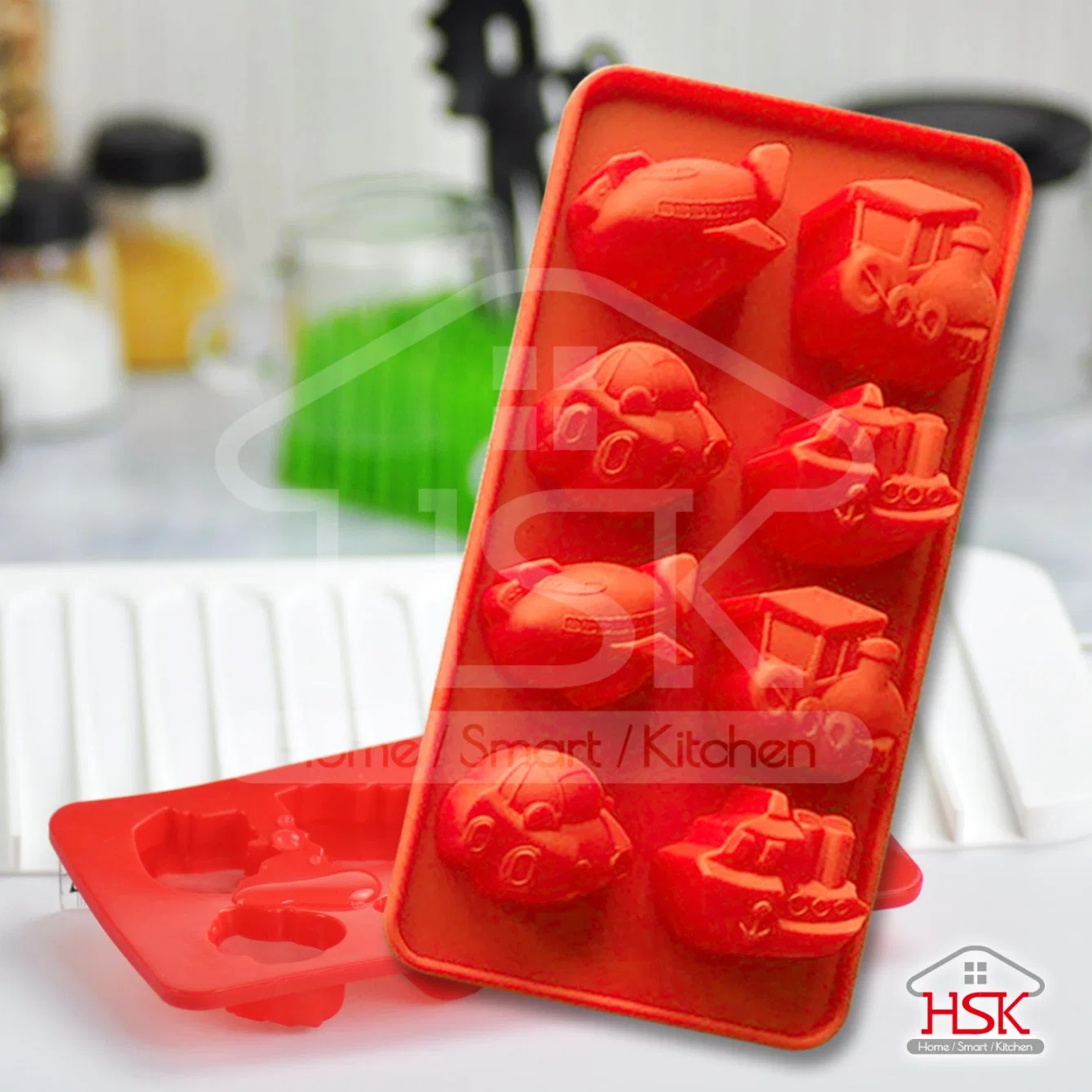 Silicone Ice Cube Tray/Maker/Mold with Transportation Patterns Easy Release