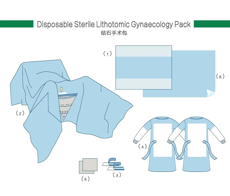 Одноразовые стерильные хирургические Lithotomic гинекологии Pack