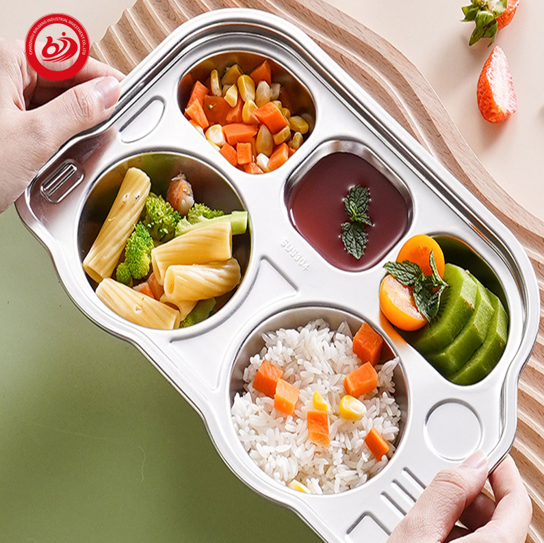 Stainless Steel Food Tray Kids Kindergarten Food Children's Food Bowl Dinner Dinnerware