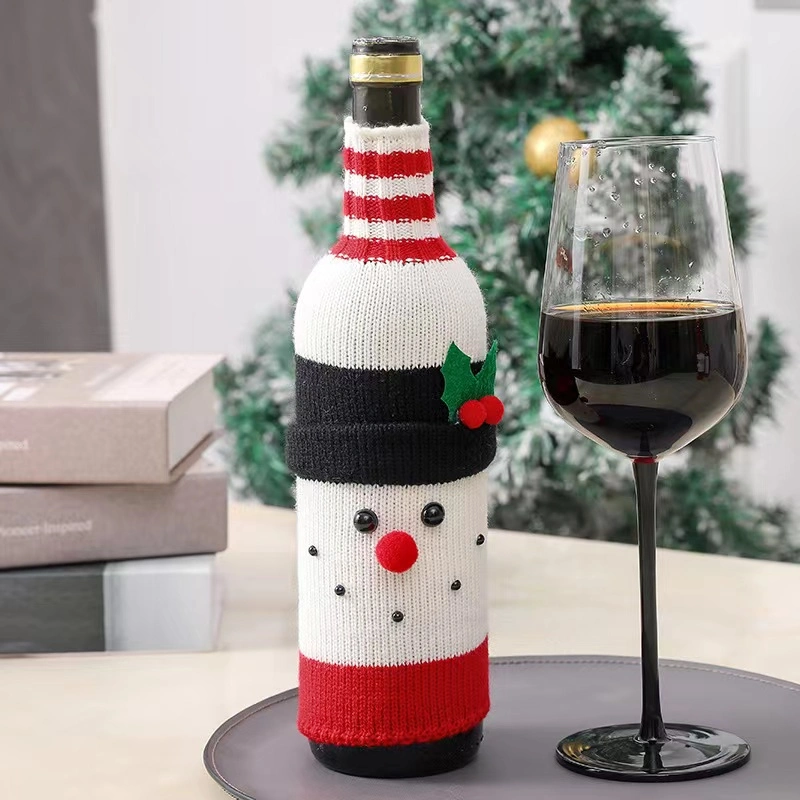 Botella de Vino Rojo decorativos Navidad tejido conjunto de botella de vino Set Champagne