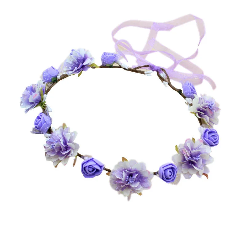 Girls Wreath Crown Flower Crown Floral Headband Wedding Hair Wreath Photo Props