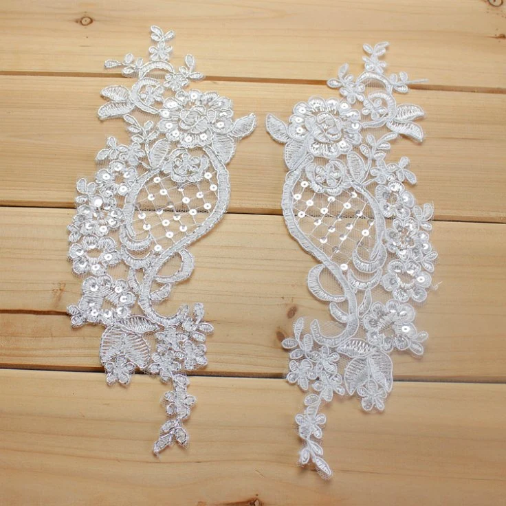 Wholesale Fashion White Sequins Bridal Wedding Lace Applique