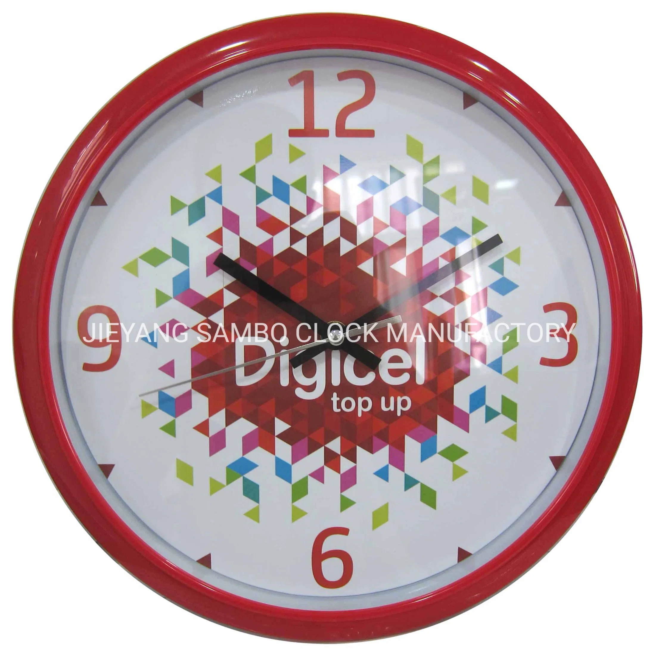 12" Round Plastic Red Wall Clock for Promotion Gift