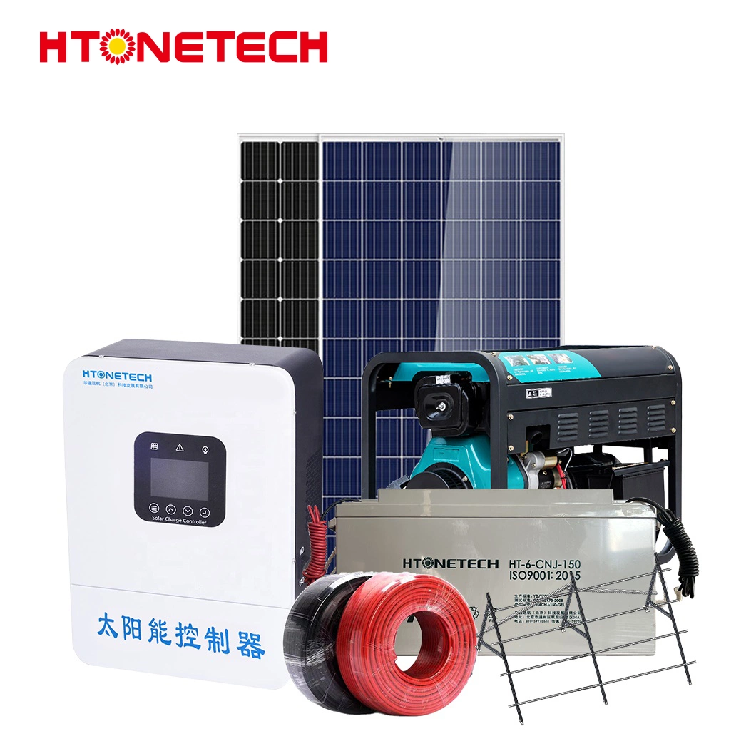 Htonetech 3kw 5kw off Grid Solar System Complete Kit China 5000W 45039W Mono Perc Solar Panels Single Face 9.6kw Diesel Generator Solar Energy System 1kw