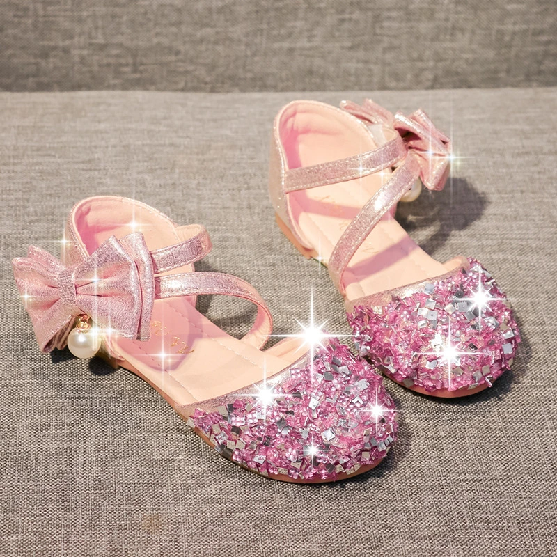 Baby Sandals Toddler Infant Kids Girls Fashion Princess Dance Leather Casual Bow Sequins Shoes Esg14034