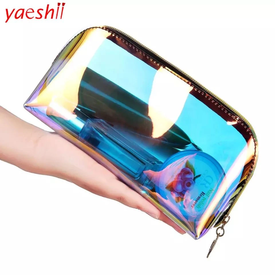 Holographic Waterproof Private Label Travel Plastic PVC Clear Cosmetic Bag