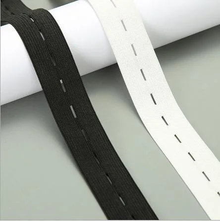 White Color Elastic Button Tape with Hole for Adjust Size