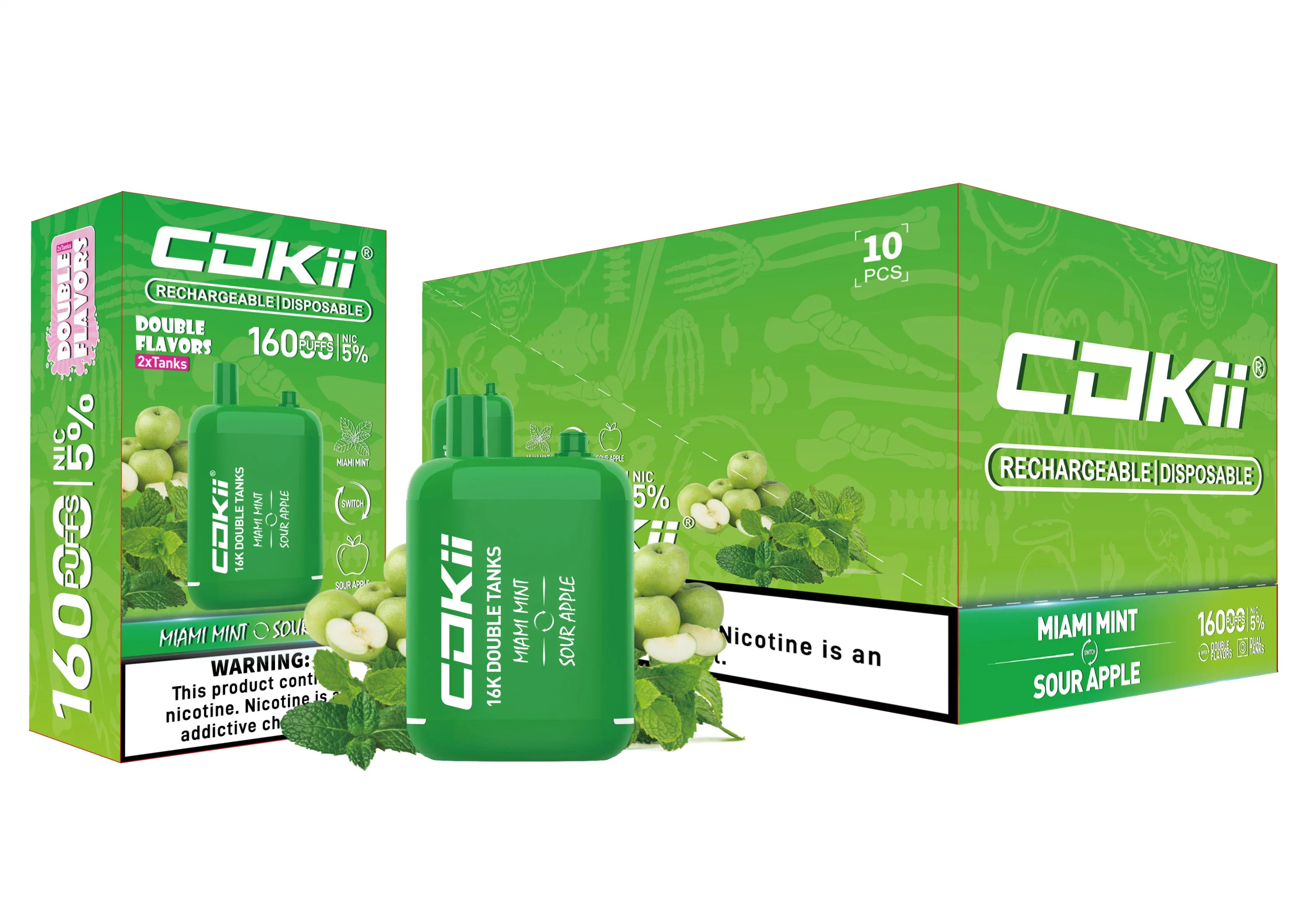 Cokii Dulal Tanks Double Flavors Disposable/Chargeable Electronic Vape 600 800 1000 1200 3500 6000 10000 12000 16000 Puff