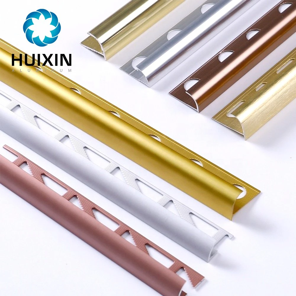 Foshan Anodizing and Polishing Silver Gold Shine Surface Tile Trim Aluminium Stair Nosing Trim