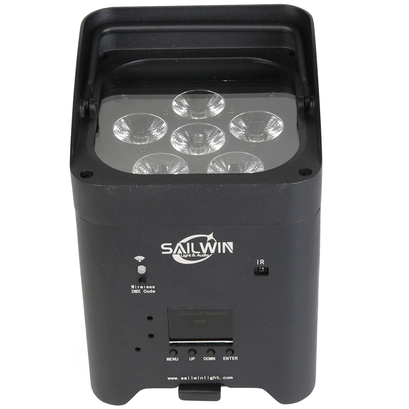 España Stock 6X18W Rgbaw+UV batería alimentado WiFi LED Uplight Stage LUZ PAR