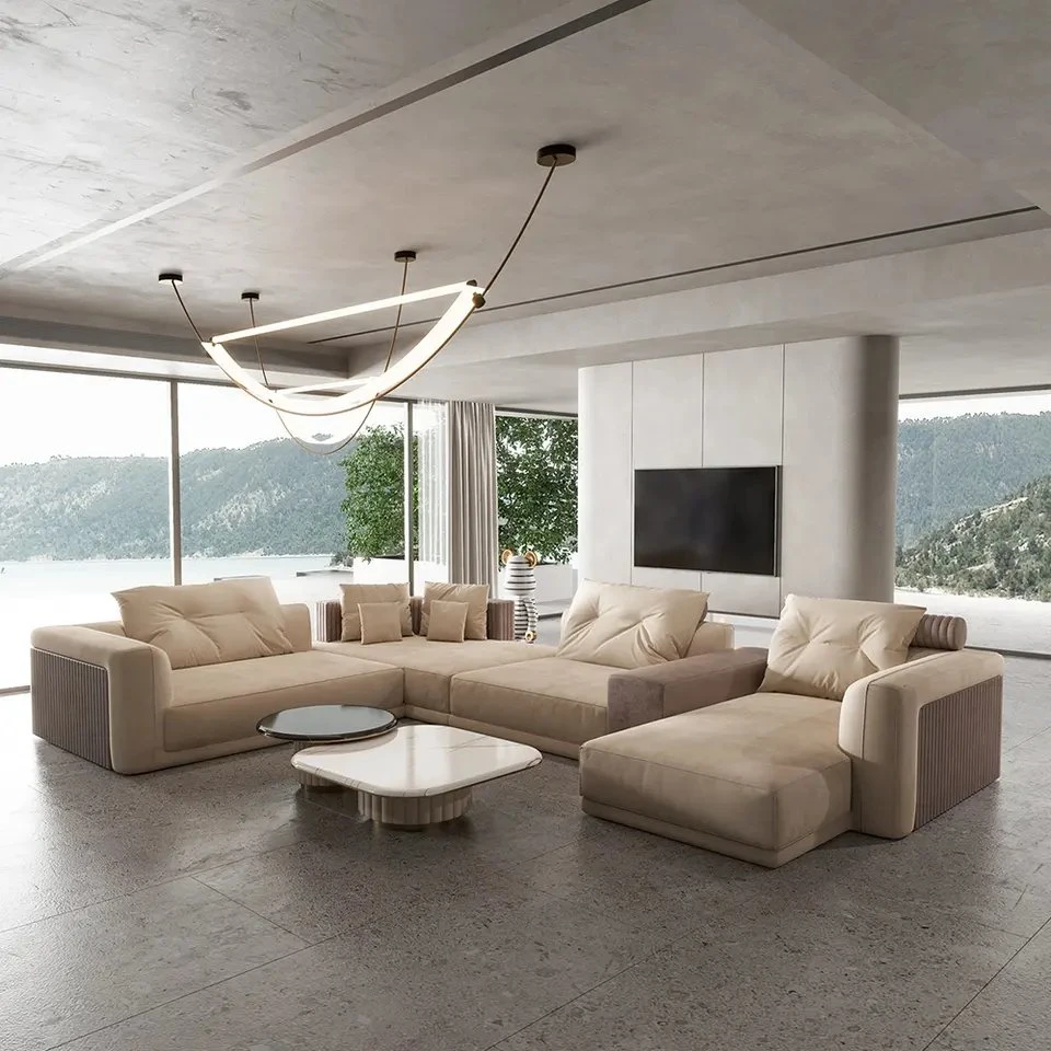 En L en cuir mobilier de manoir coin Section modulaire Couches modernes Design luxueux canapé pour la maison