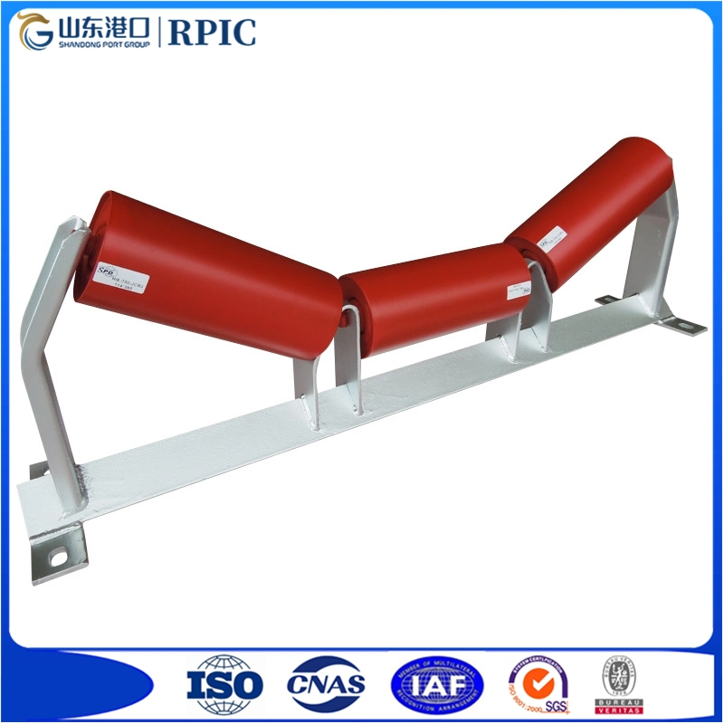 Industry Mining Equipment Anti-Rust Coating Steel Equal Troughing for Mining with Red Conveyor Roller