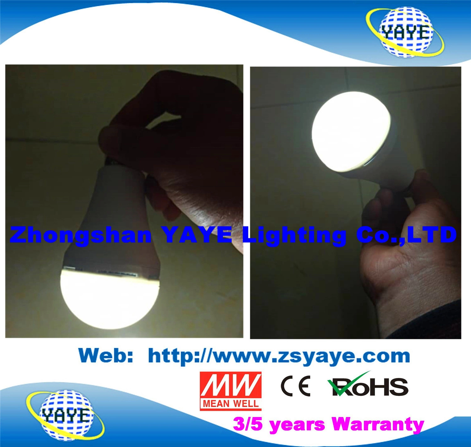 Yaye 18 Hot Sell E27/B22 Lithium Battery 110V/220V 5W 7W 9W 12W 15W 18W Energy Saving Lamp LED Intelligent Emergency Rechargeable Back up Smart Solar LED Bulb