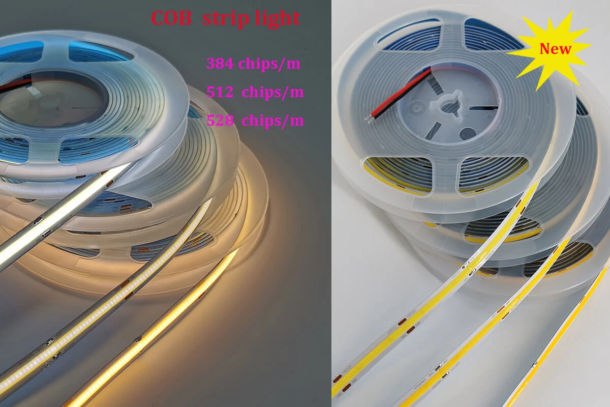 5m/Roll High Density DOT Free LED COB LED Lights Strip 480 LED/M 10W/M 10mm Width 2oz Dual Side PCB Ra>90 100lm/W 2700K-6500K