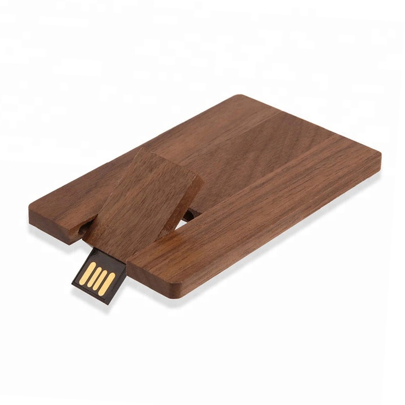 Unidade Flash USB de madeira em forma de cartão de crédito com 8 GB de unidade de caneta