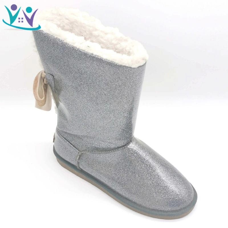 Sherpa Grey Soft Glitter Fashion Warm Snow Boots