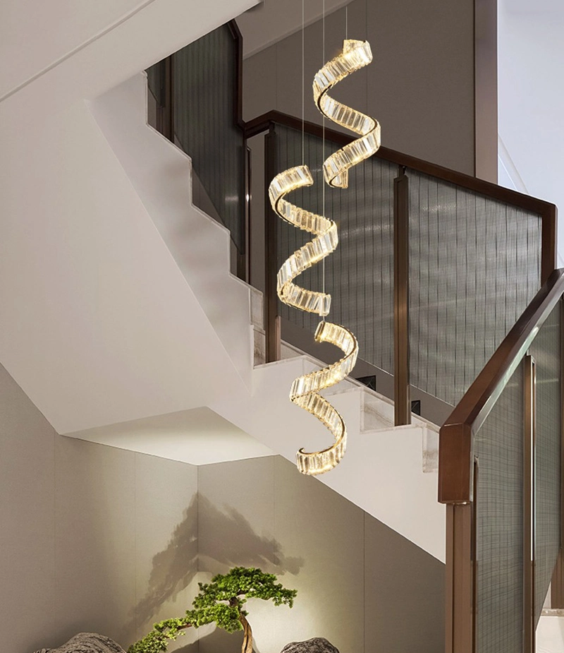 Exquisite Light Luxury Indoor Crystal Chandelier Villa Staircase Decoration Lamp