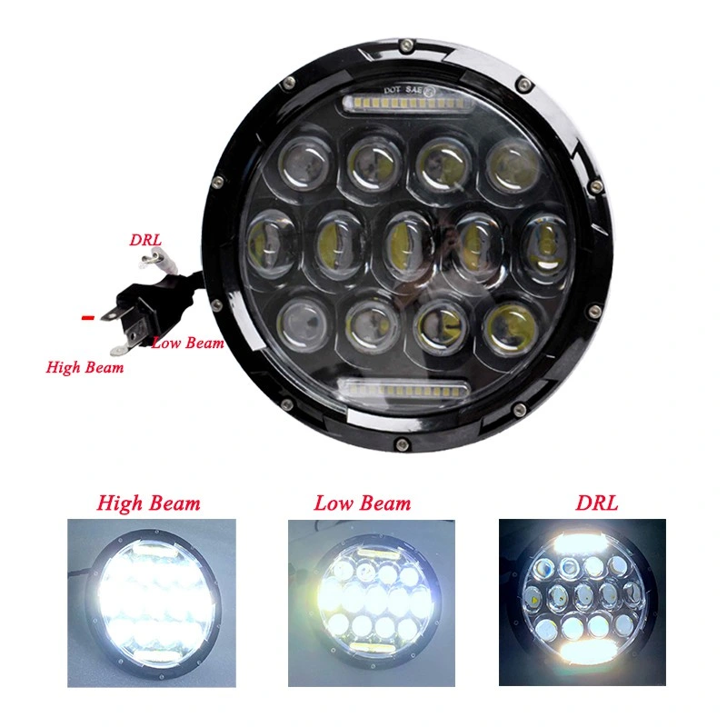 7 Inch 75W High Low Beam Headlight Round LED Headlamp for Jeep