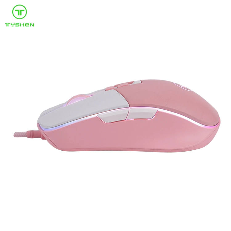 Computer kabelgebundener USB-Anschluss 8d 7200 dpi Pink RGB Gaming Maus kabelgebundene rosa RGB-Gamer-Maus