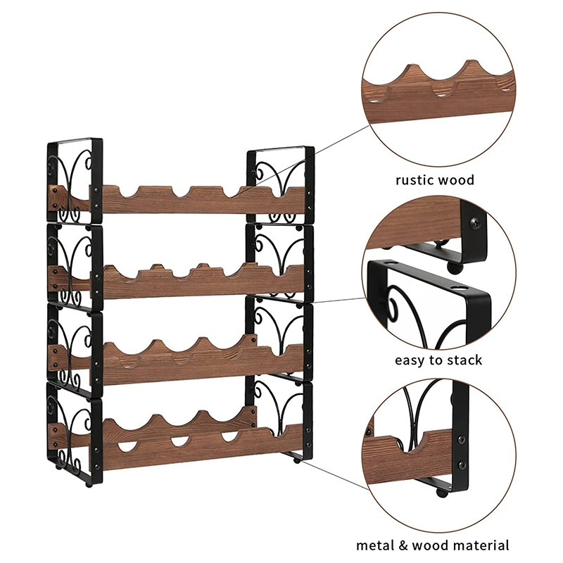 Neu Original 4 Flaschenregal Holz auf dem Tisch Für Weinhalter aus Holz