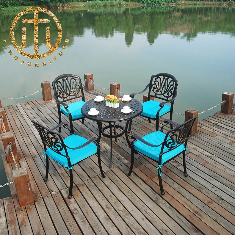 Outdoor Cast Aluminum Table and Chair Set Patio Garden Waterproof Furniture