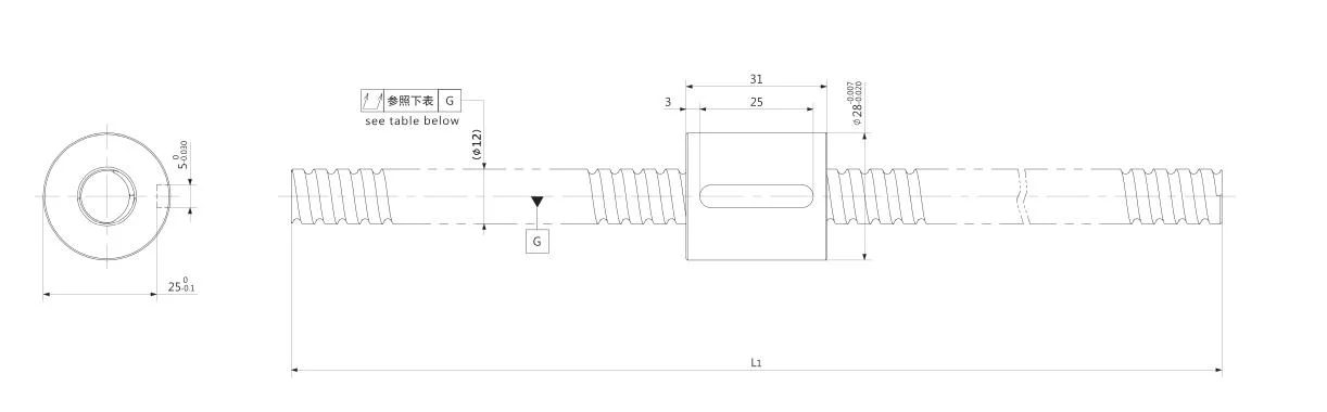 Kgg CNC Ground Ball Screw for Factory Automation Equipment (TXM Series, Lead: 5mm, Shaft: 12mm)