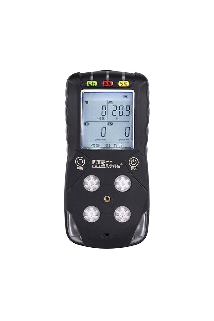 LCD Display Handheld Portable Gas Leakage Detector for Lel H2s Co O2 with Button Operation