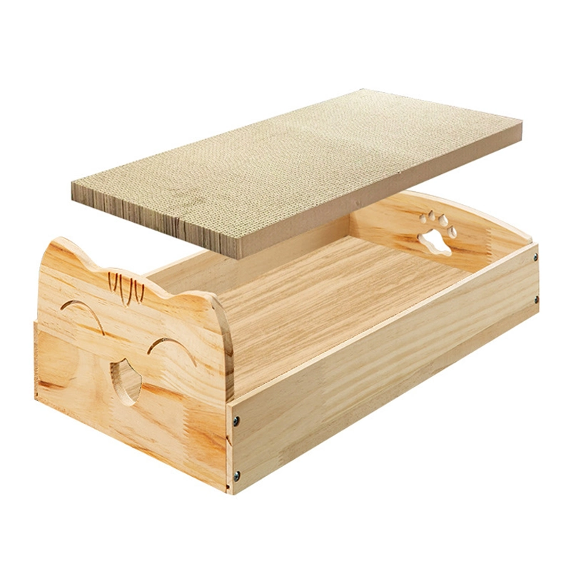 Intérieur Soild Wood PET Cat mobilier en bois chat lit avec Carte de mise à la ferraille