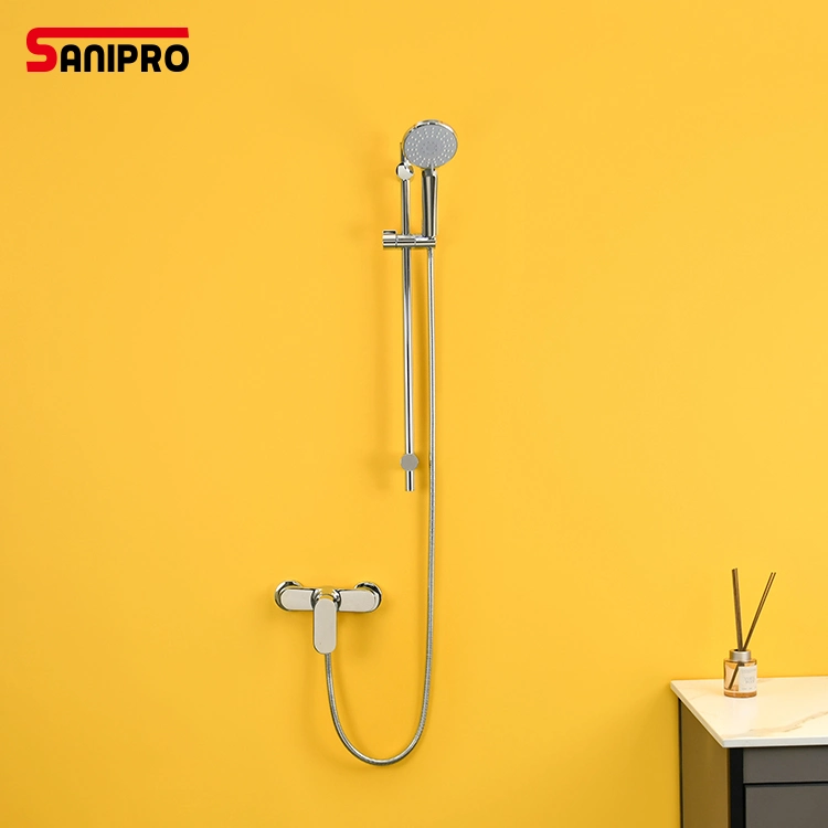 Latón expuestos Sanipro cuarto de baño ducha de mano cascada barra deslizante de conjunto de ducha de lluvia