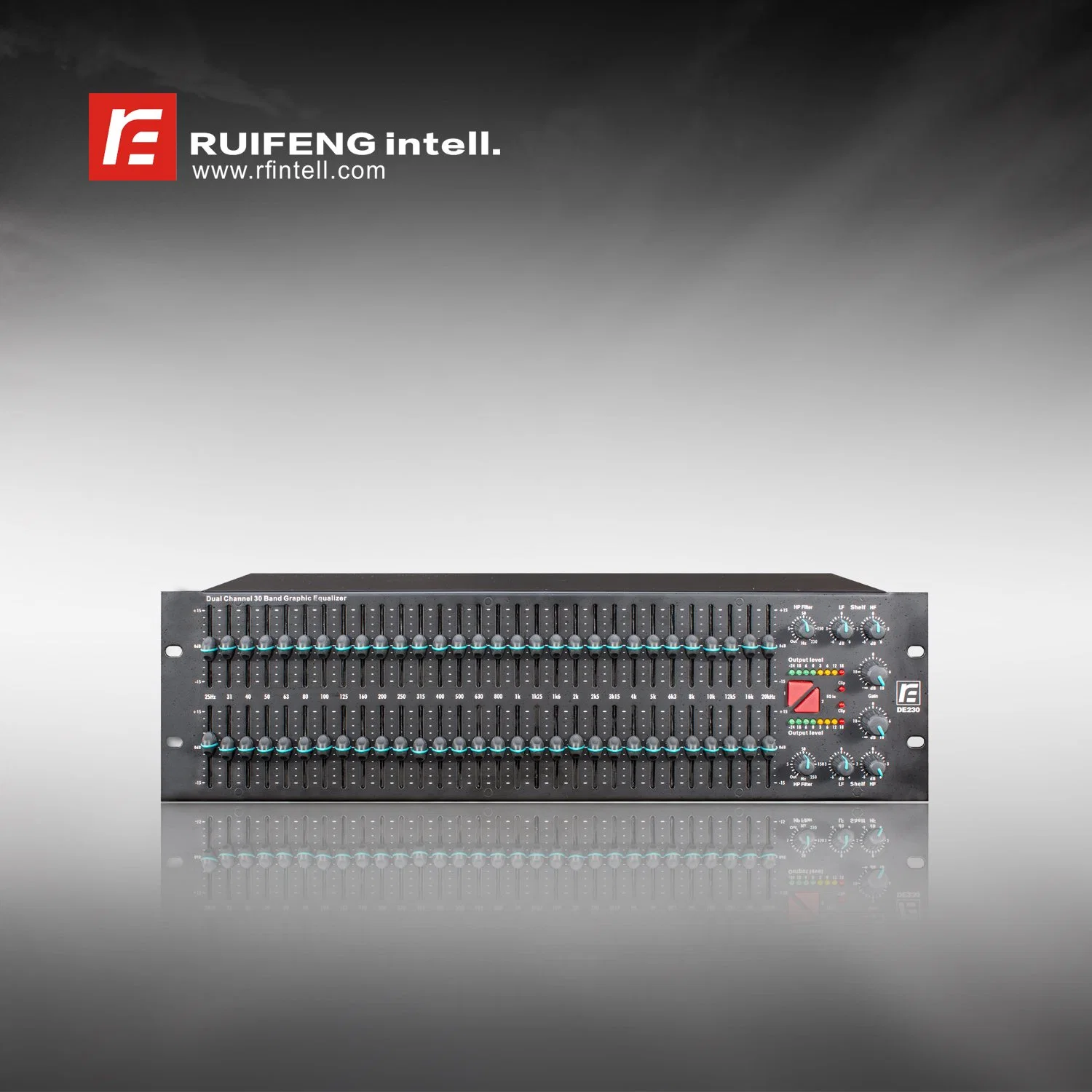 Ruifeng Audio Peripherals-Double 30 Segment EQ Graphic Equalizer- PRO Audio Equalizer for Sound Reinforcement Projects