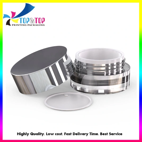 Customized Luxury Round Clear Acrylic Cosmetic Jar with Silver Cap 30g 50g