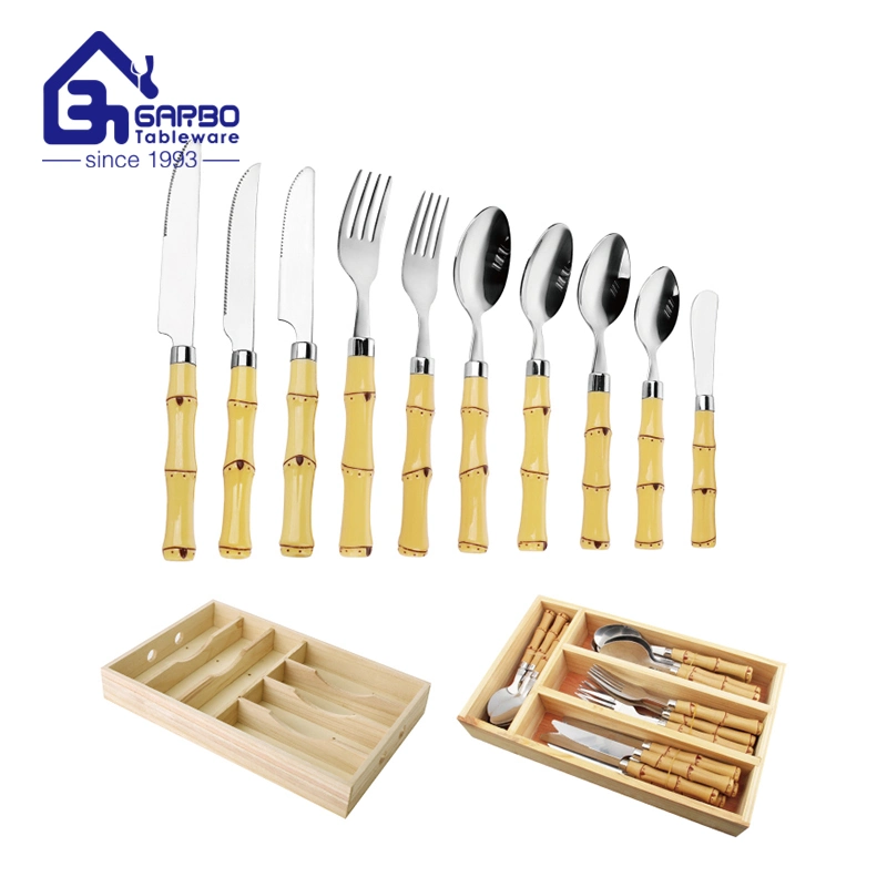 Bamboo Design Stainless Steel Dinner Fork Tea Food Grade Flatware Tableware